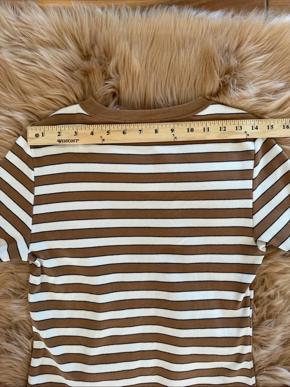 VERONICA BEARD pruitt ribbed t-shirt in  multicolor Sz Medium - Picture 6 of 10